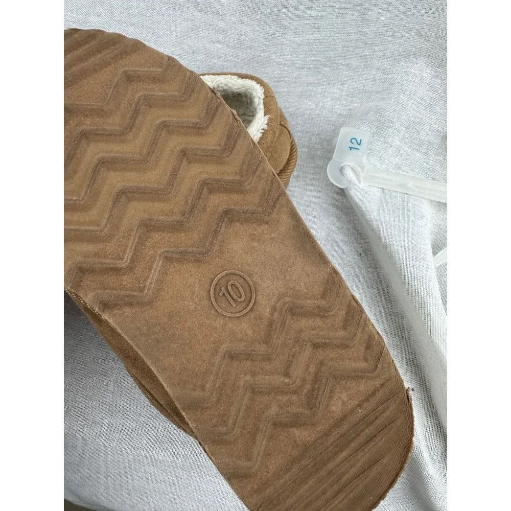 Cat & Jack Kids Faux Suede‎ Scuff Slippers Brown Faux Fur Lined Size 10/11
